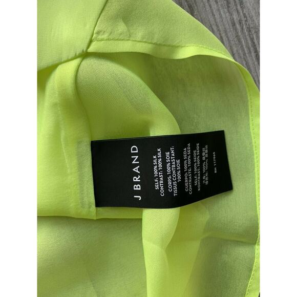 $148 J BRAND Lucy Silk Cami Tank Top SOLD OUT Designer Neon Yellow FORSYTHIA M - Picture 11 of 12